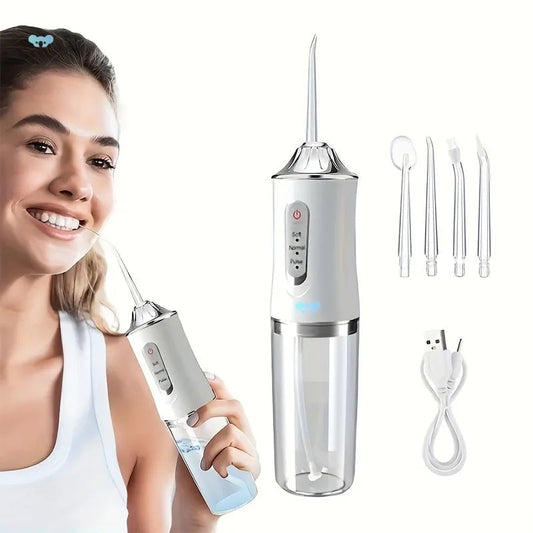 USB Rechargeable Water Flosser 220ml 3 Modes 4 Tips Portable Dental
