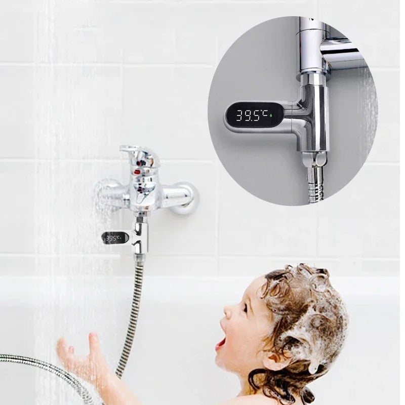 LED Display Water Thermometer 5-85℃ Self-Powered Baby Shower Monitor