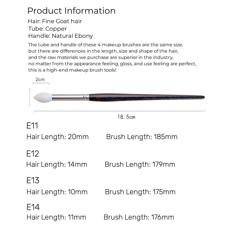 Natural Goat Hair Eyeshadow Blending Brush - Ebony Handle Makeup Tool