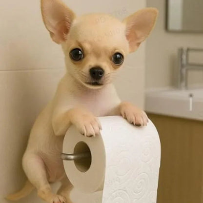 Resin Dog Tissue Holder - Toilet Paper Dispenser Bathroom Decor
