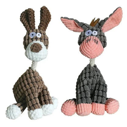 Corduroy Donkey Squeaky Dog Chew Toy - Plush Training Toy Puppy