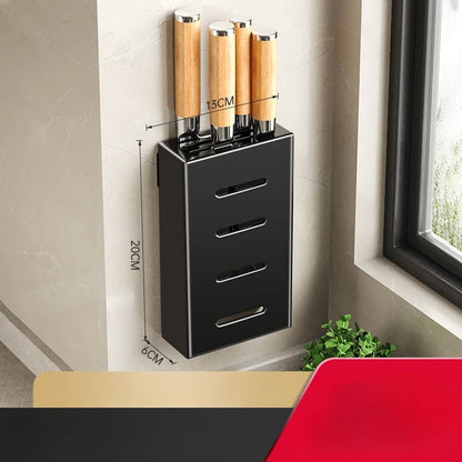 Non-Perforation Wall Mount Kitchen Knife Storage Box Organizer Rack