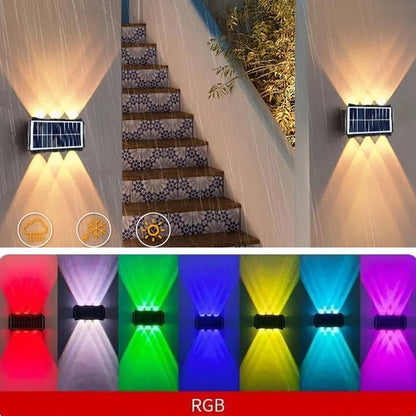 4/6/8 LED Solar Wall Lamp Waterproof Up Down Garden Street Light