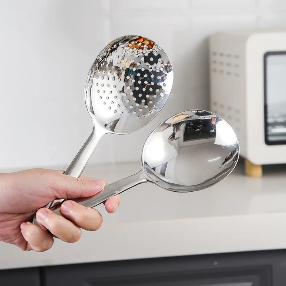 Large Stainless Steel Serving Spoon with Drain Holes - Big Head