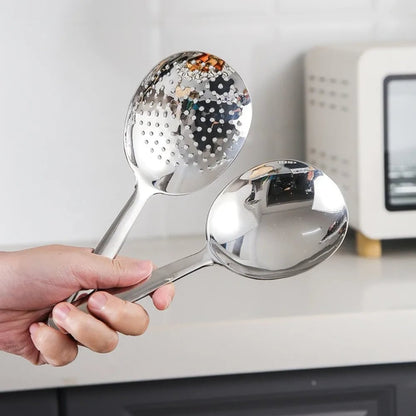 Large Stainless Steel Serving Spoon with Drain Holes - Big Head