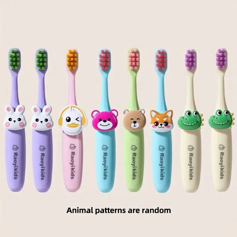 8-Pack Soft Bristle Cartoon Animal Toothbrushes for Kids Ages 2-6