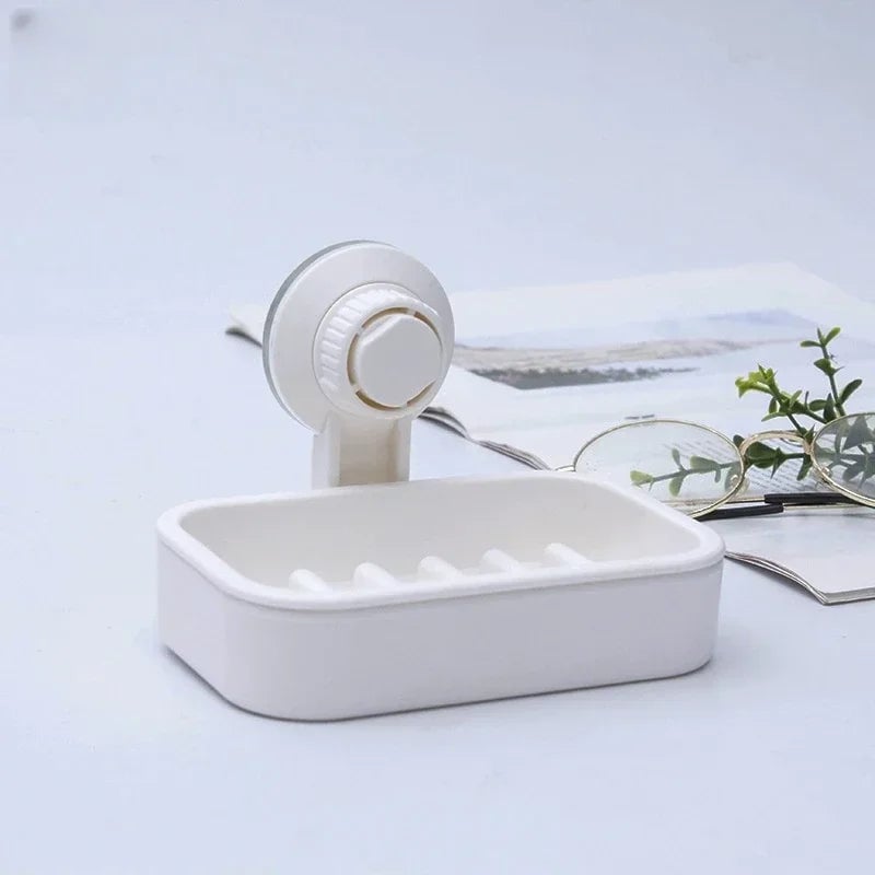 Suction Cup Soap Holder Box - Waterproof Bathroom Storage Tray
