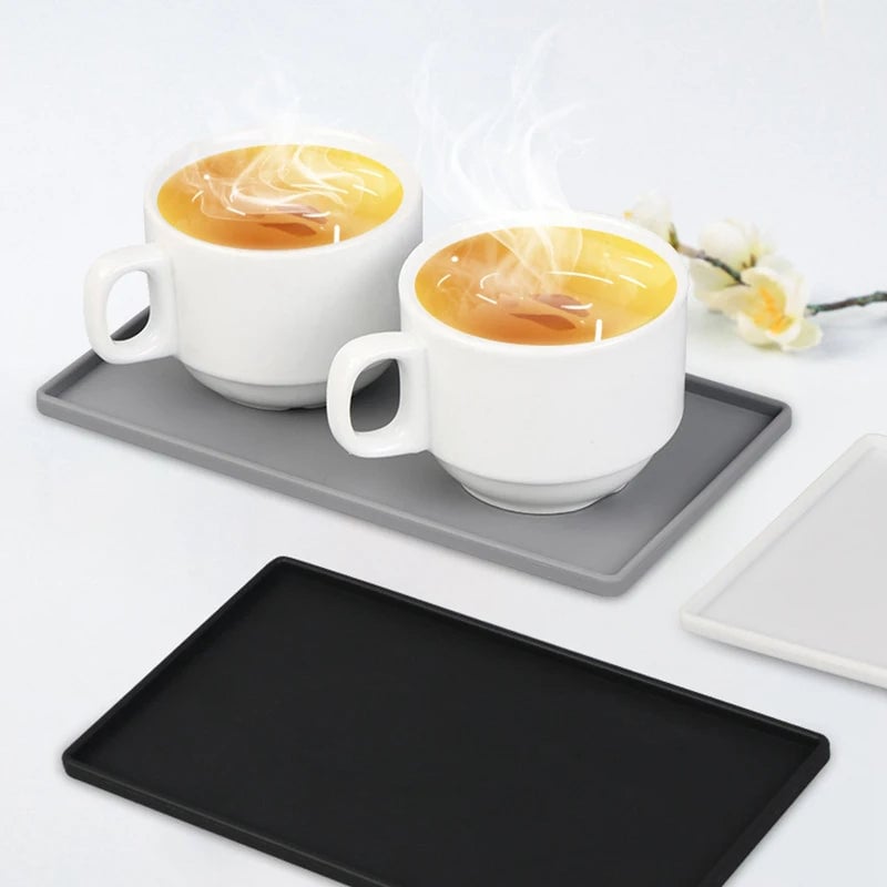 Silicone Anti-Slip Square Flat Tray - Bathroom Soap & Kitchen Holder