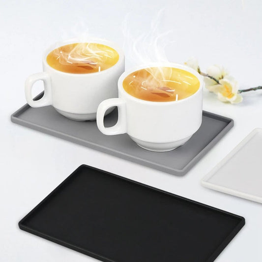 Silicone Anti-Slip Square Flat Tray - Bathroom Soap & Kitchen Holder