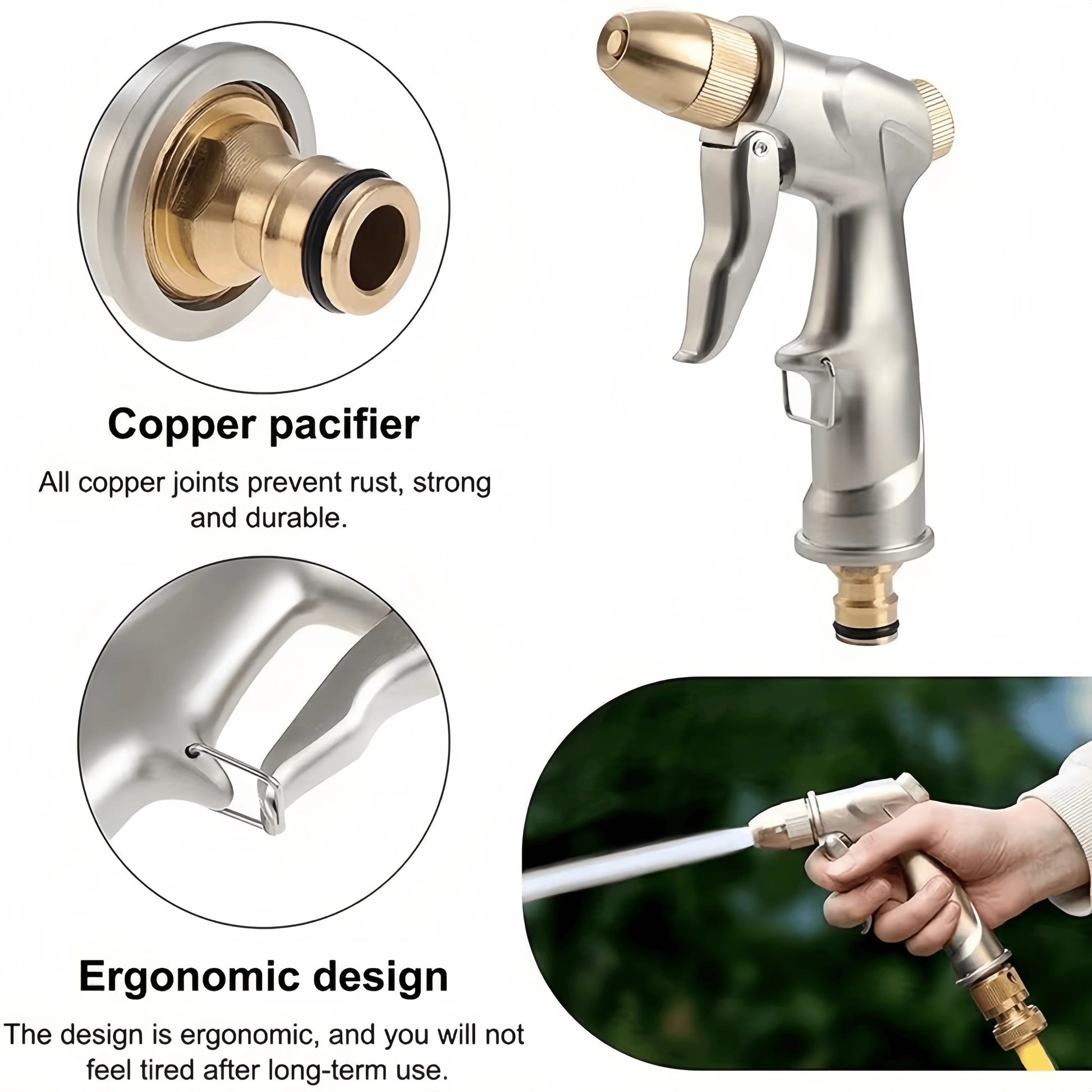 Metal Hose Nozzle 4 Modes Spray Gun Garden Watering Car Wash Pet