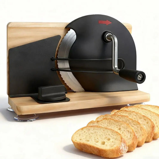 Manual Bread Slicer Adjustable Thickness Stainless Steel Hand Crank