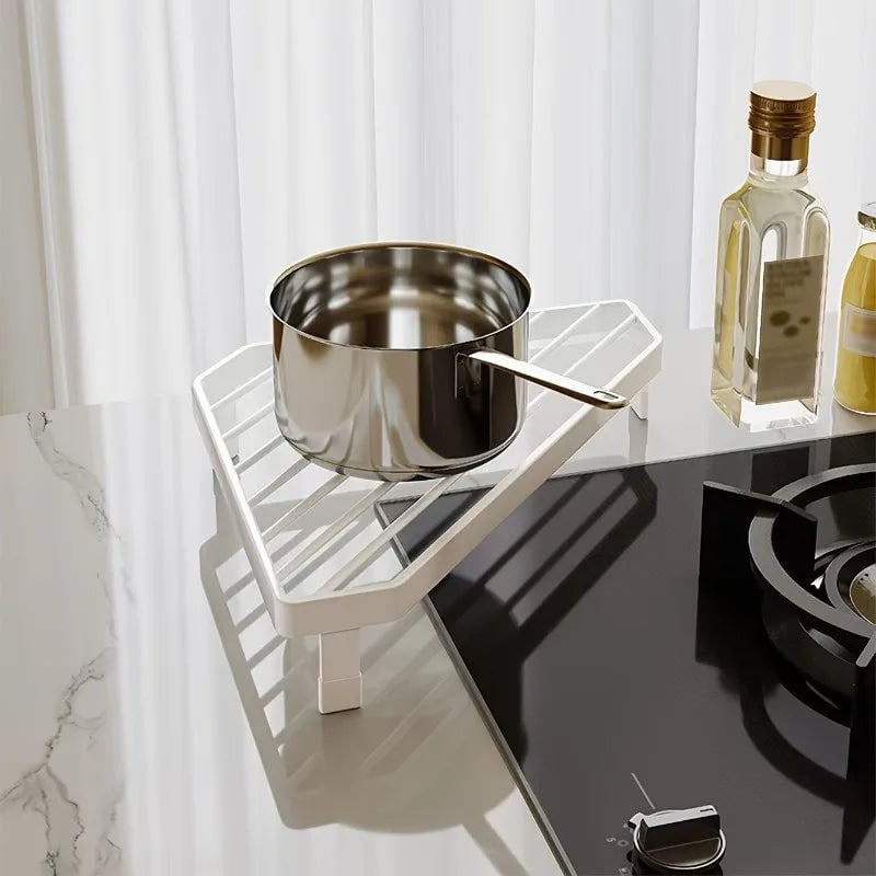 Metal Triangular Heat-Resistant Pot Rack Corner Countertop Stand