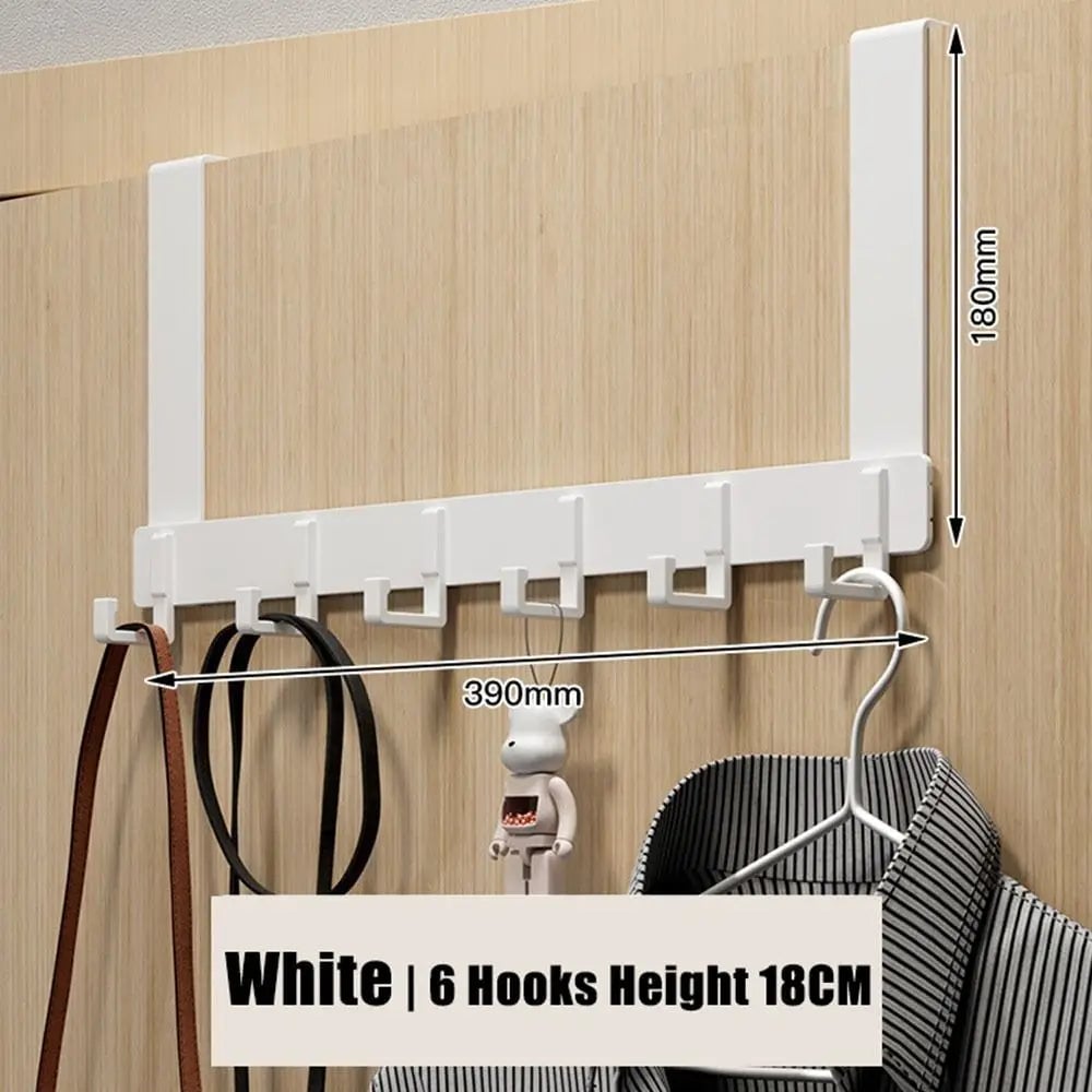6-Hook Over Door Hanger - Multi-Purpose Clothes Coat Hat Organizer