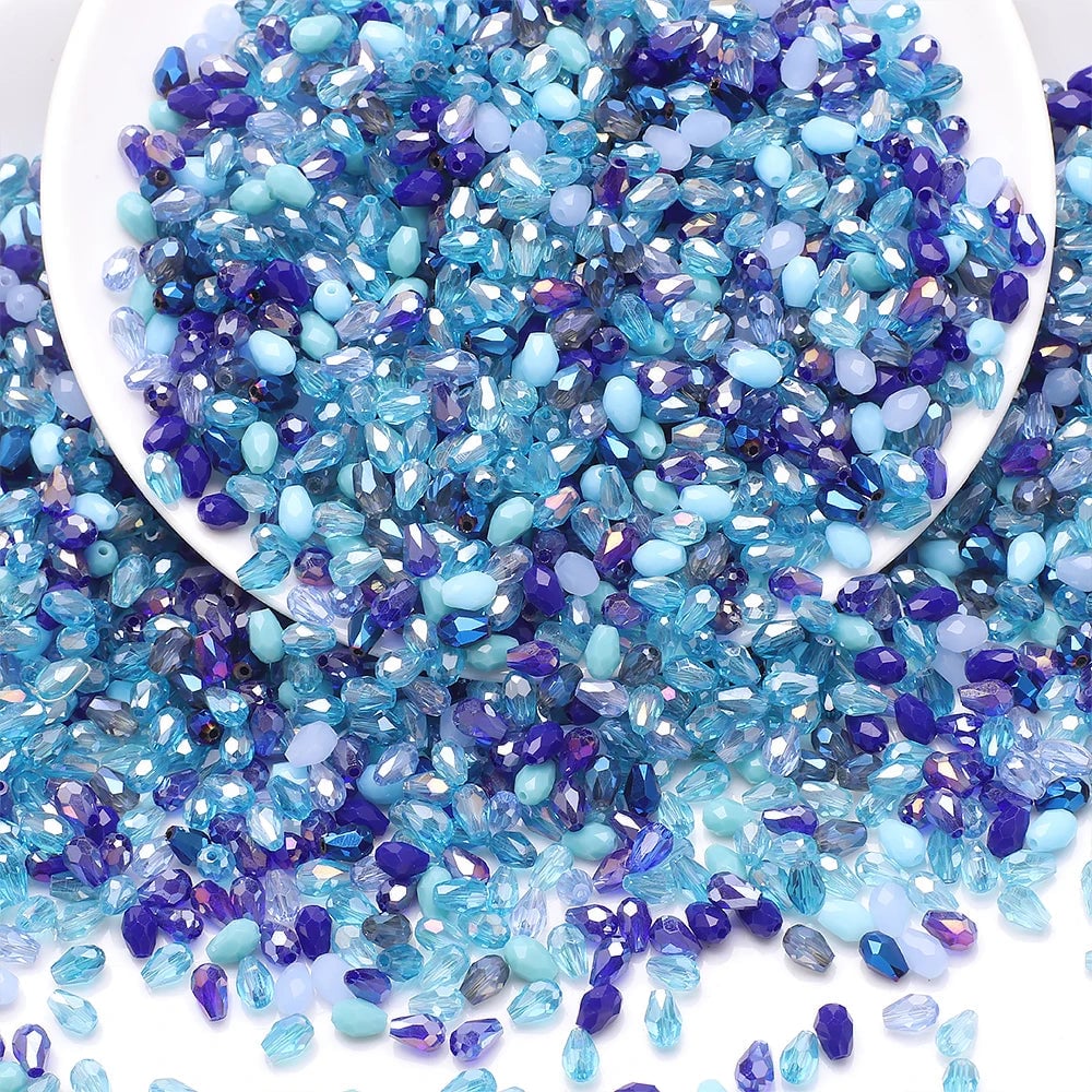 Faceted Glass Teardrop Beads 50-100Pcs Mixed Colors 3x5-6x8mm