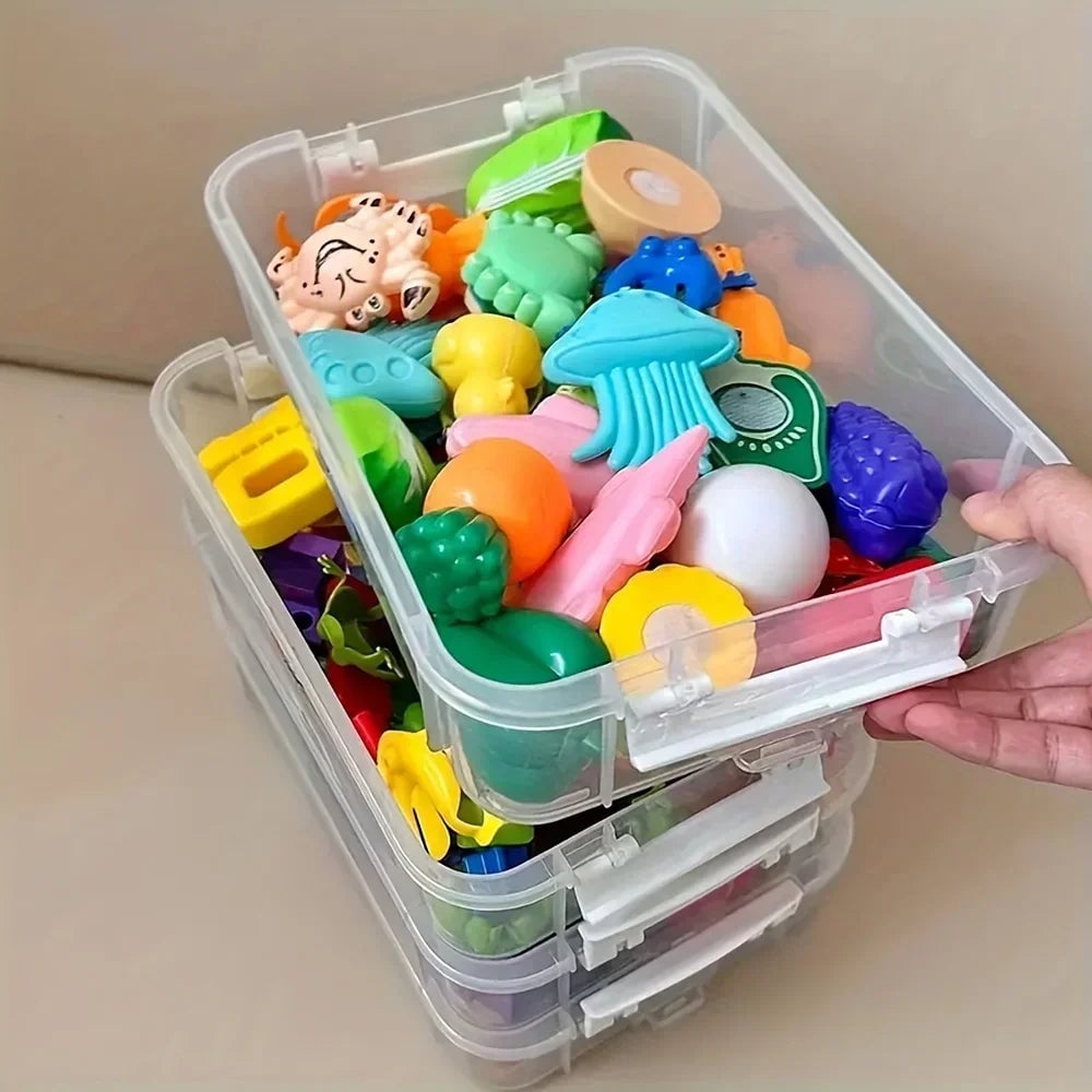 Transparent Grid Building Blocks Storage Box Stackable Drawer