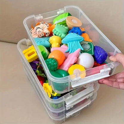 Transparent Grid Building Blocks Storage Box Stackable Drawer