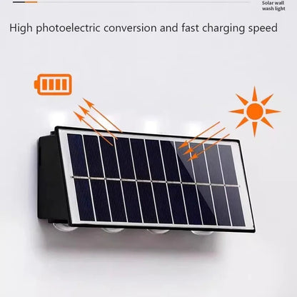 4/6/8 LED Solar Wall Lamp Waterproof Up Down Garden Street Light