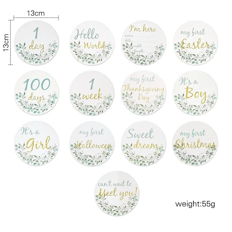 Wooden Baby Milestone Number Cards Monthly Newborn Photography Props