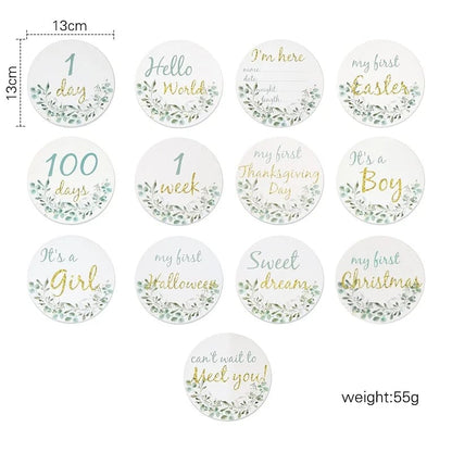 Wooden Baby Milestone Number Cards Monthly Newborn Photography Props