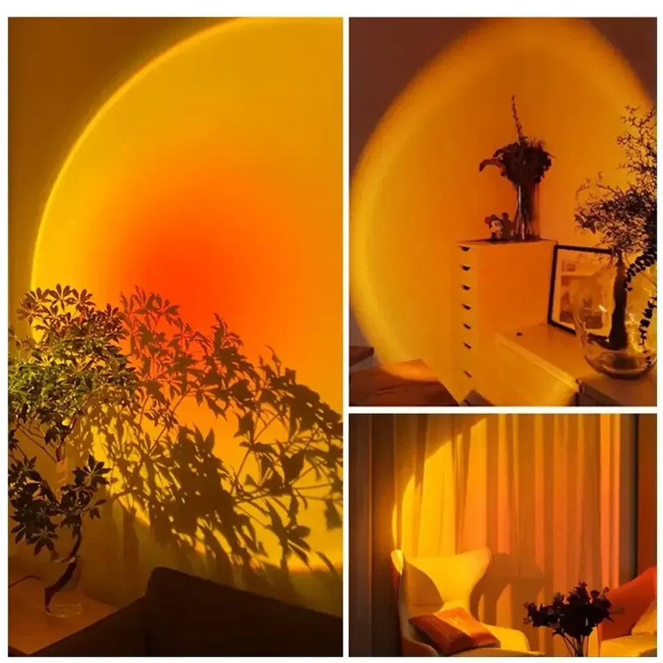 360° Rotating LED Sunset Projection Lamp - Adjustable Brightness Colors