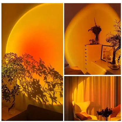 360° Rotating LED Sunset Projection Lamp - Adjustable Brightness Colors