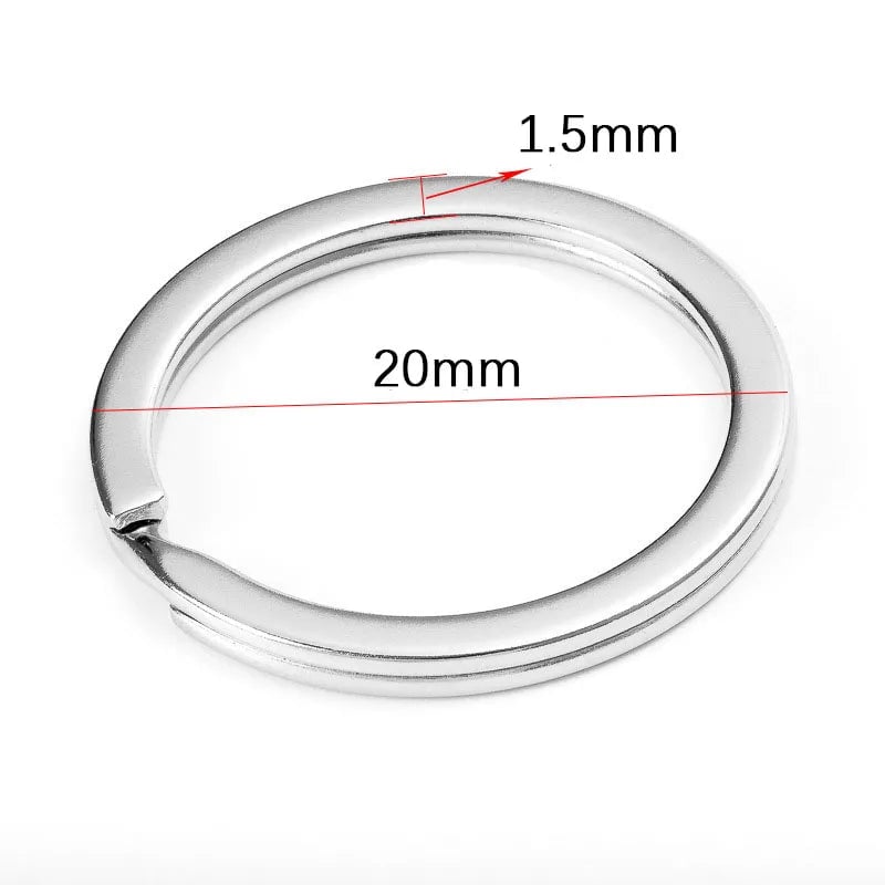 20pcs Stainless Steel Split Key Rings 20-35mm Round Flat Line