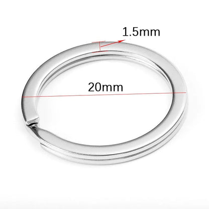 20pcs Stainless Steel Split Key Rings 20-35mm Round Flat Line