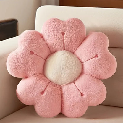 Soft Plush Daisy Flower Throw Pillow - White/Pink Decorative Cushion