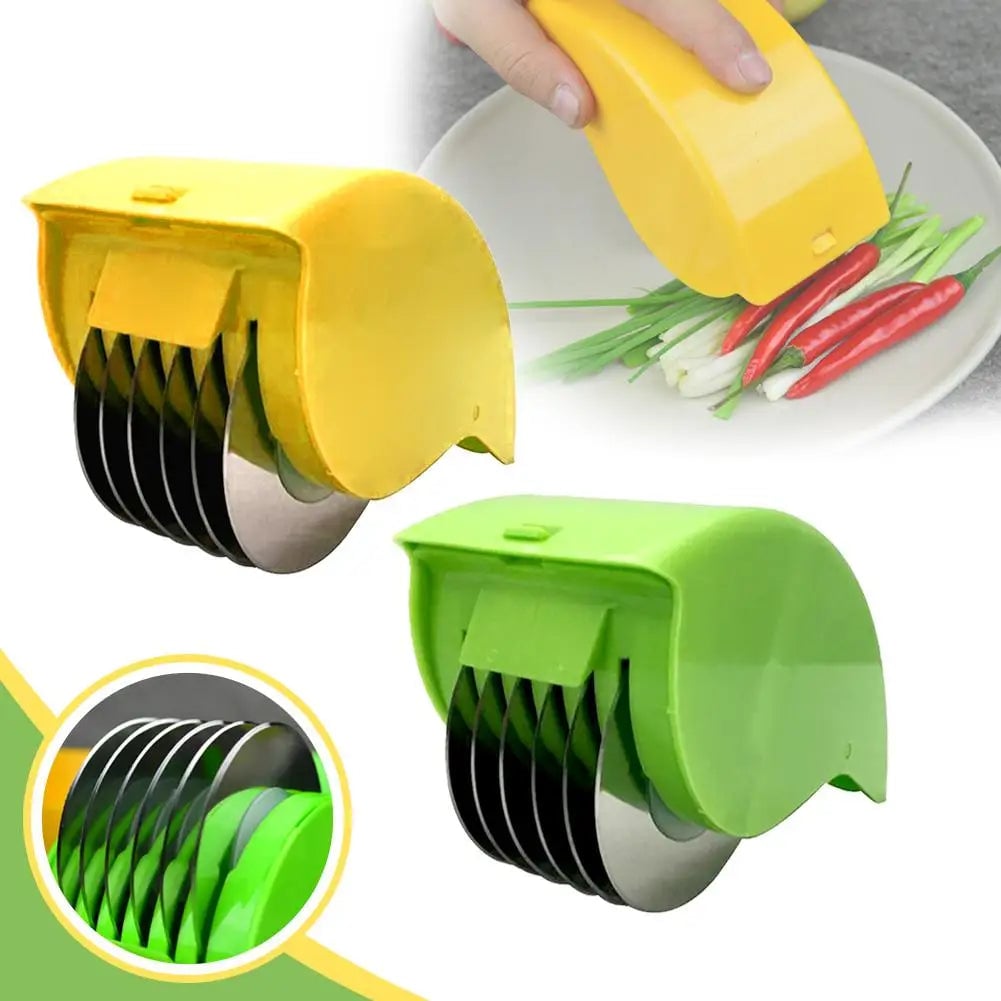 6-Blade Stainless Steel Vegetable Chopper Manual Herb Roller