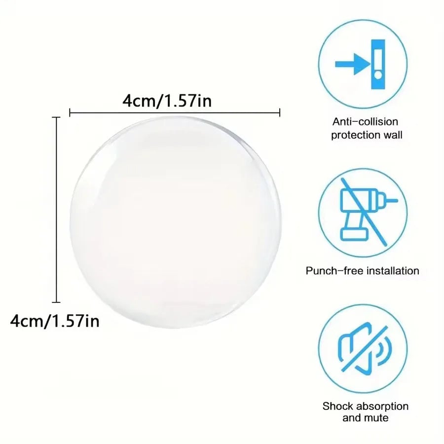 Clear Rubber Door Knob Wall Shield - Self-Adhesive Door Stopper Pad