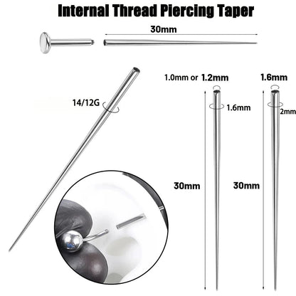 Surgical Steel Insertion Taper 14G 16G 18G Thread Threadless Tool