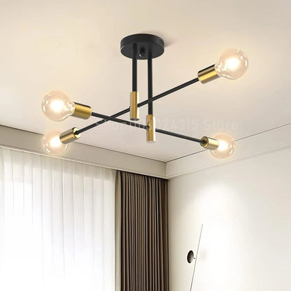 Modern Nordic Branch Ceiling Chandelier E27 Black Gold LED Light
