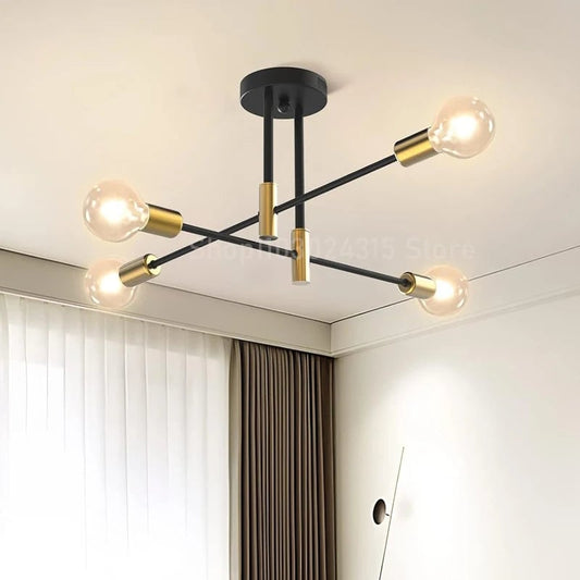 Modern Nordic Branch Ceiling Chandelier E27 Black Gold LED Light