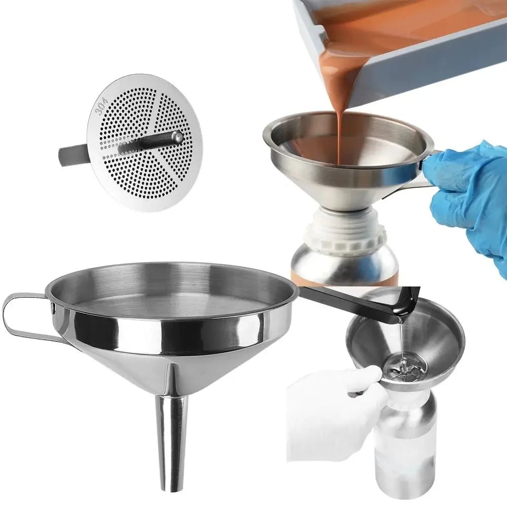 Wide Mouth Stainless Steel Funnel with Detachable Filter