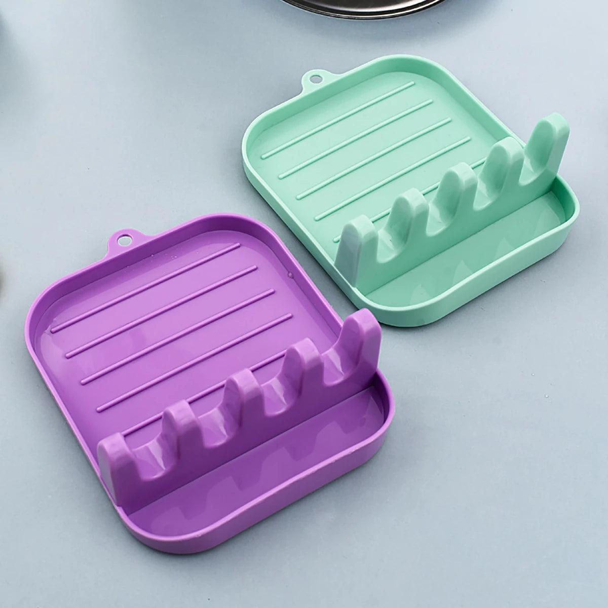 Non-Slip Kitchen Organizer Shelf - Pot Lids, Spoons & Chopsticks Rest