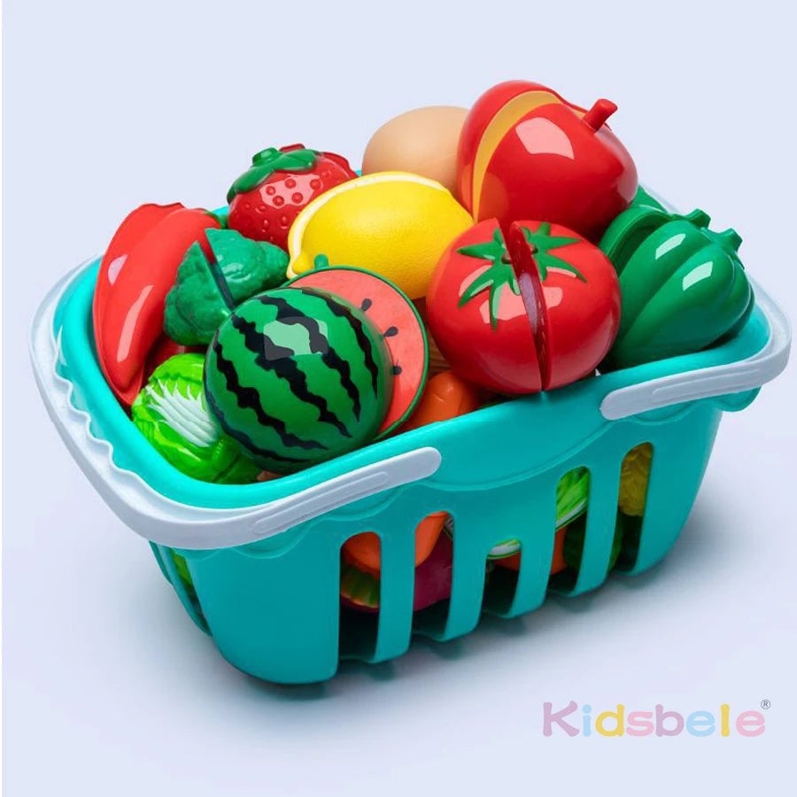 Large Kids Play Kitchen Set - Pretend Cooking Toys with Pots & Food