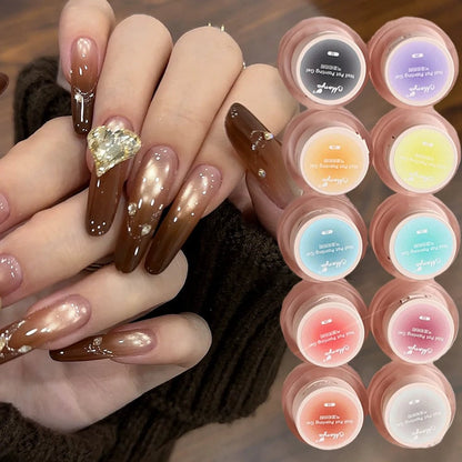 Cushion Patting Gel Polish - Ombre Black White Peach Gradient Nail Art