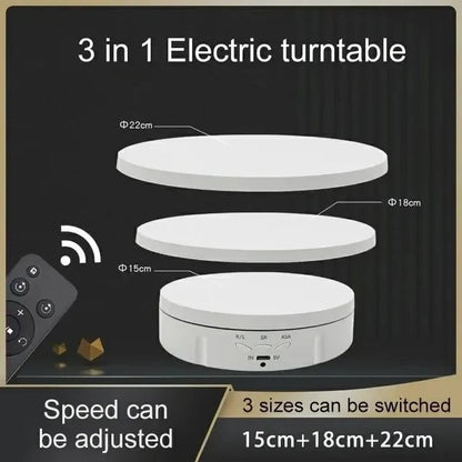 3-in-1 Electric 360° Rotating Photography Turntable Display Stand