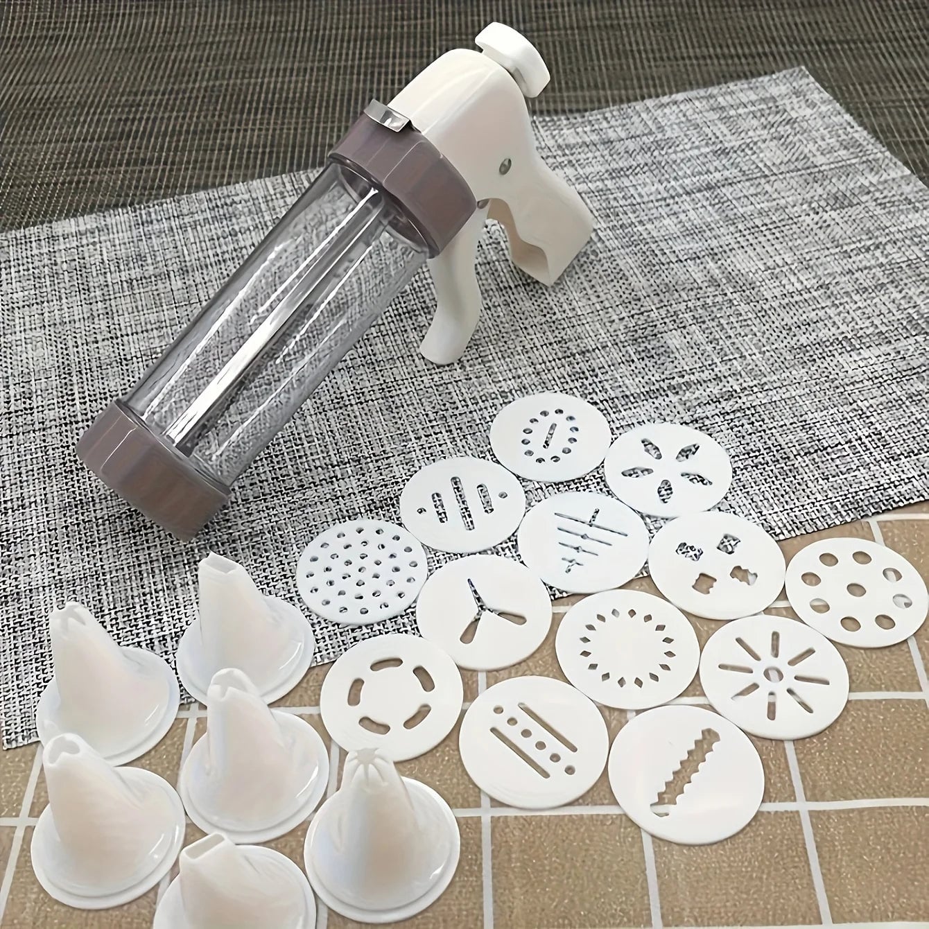 Cookie Press Set with Plastic Gun & Accessories - Complete Baking Kit