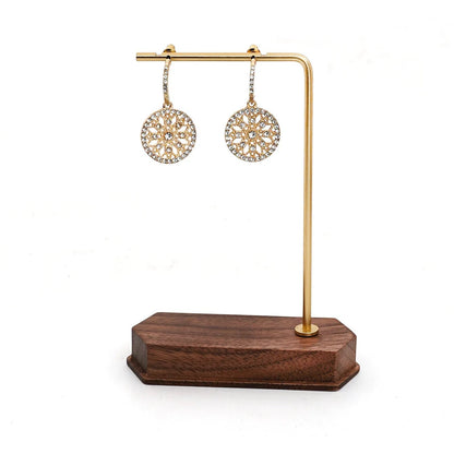 Copper Wood Jewelry Display Stand - Necklace Earrings Organizer