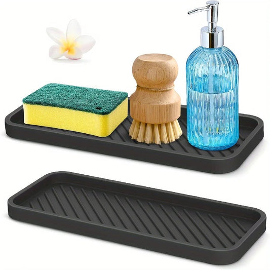 Silicone Drain Tray - Kitchen Sink Sponge Holder & Soap Dispenser