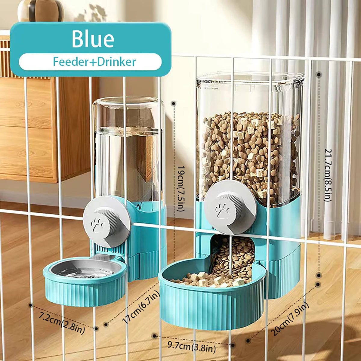 1.2L Automatic Pet Feeder Hanging Bowl for Small Dogs Cats Rabbits