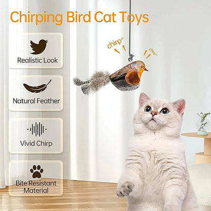 Interactive Bird Cat Toy - Wall Mount Sound Catnip Teaser Indoor Play
