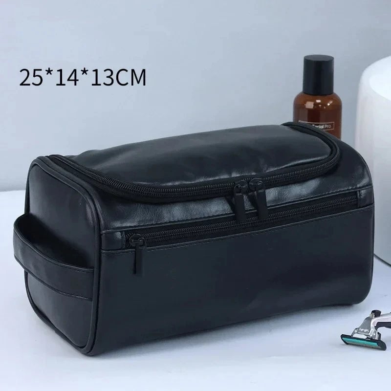 Large Hanging Leather Toiletry Bag - Travel Dopp Kit Men Women