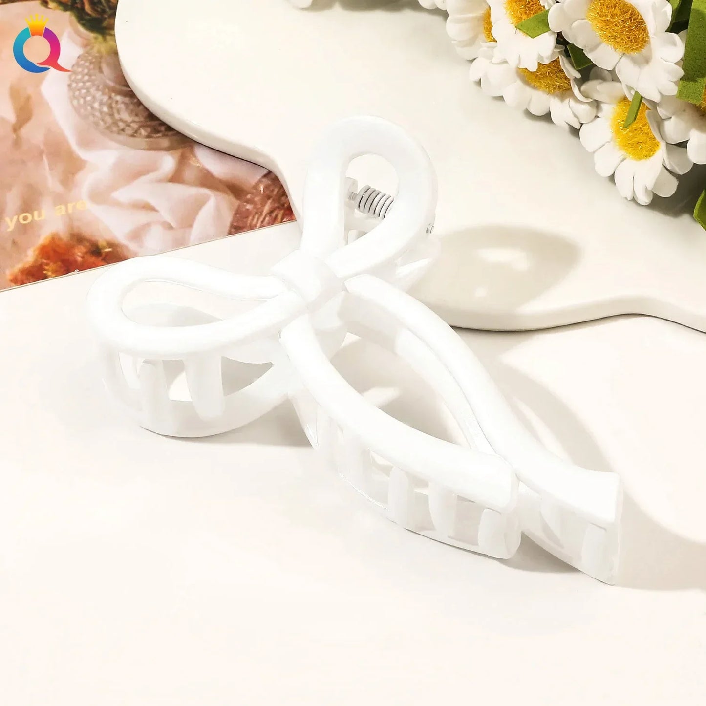 Matte Acrylic Bow Hair Claw Clip - Large Ponytail Crab Hair Clip