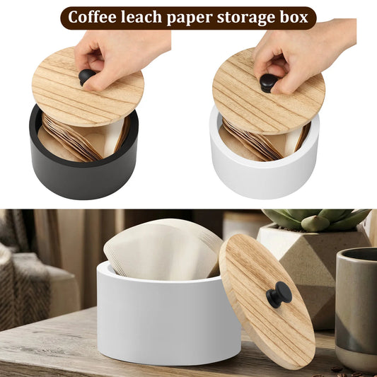Large Wood Coffee Filter Storage Box Dispenser Organizer