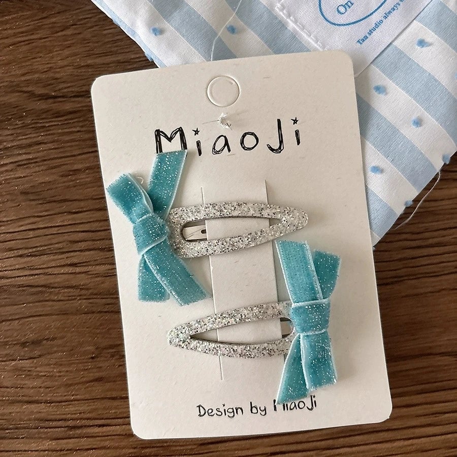 Silver PU Leather Hair Clips - Korean Style Snap Clips for Girls