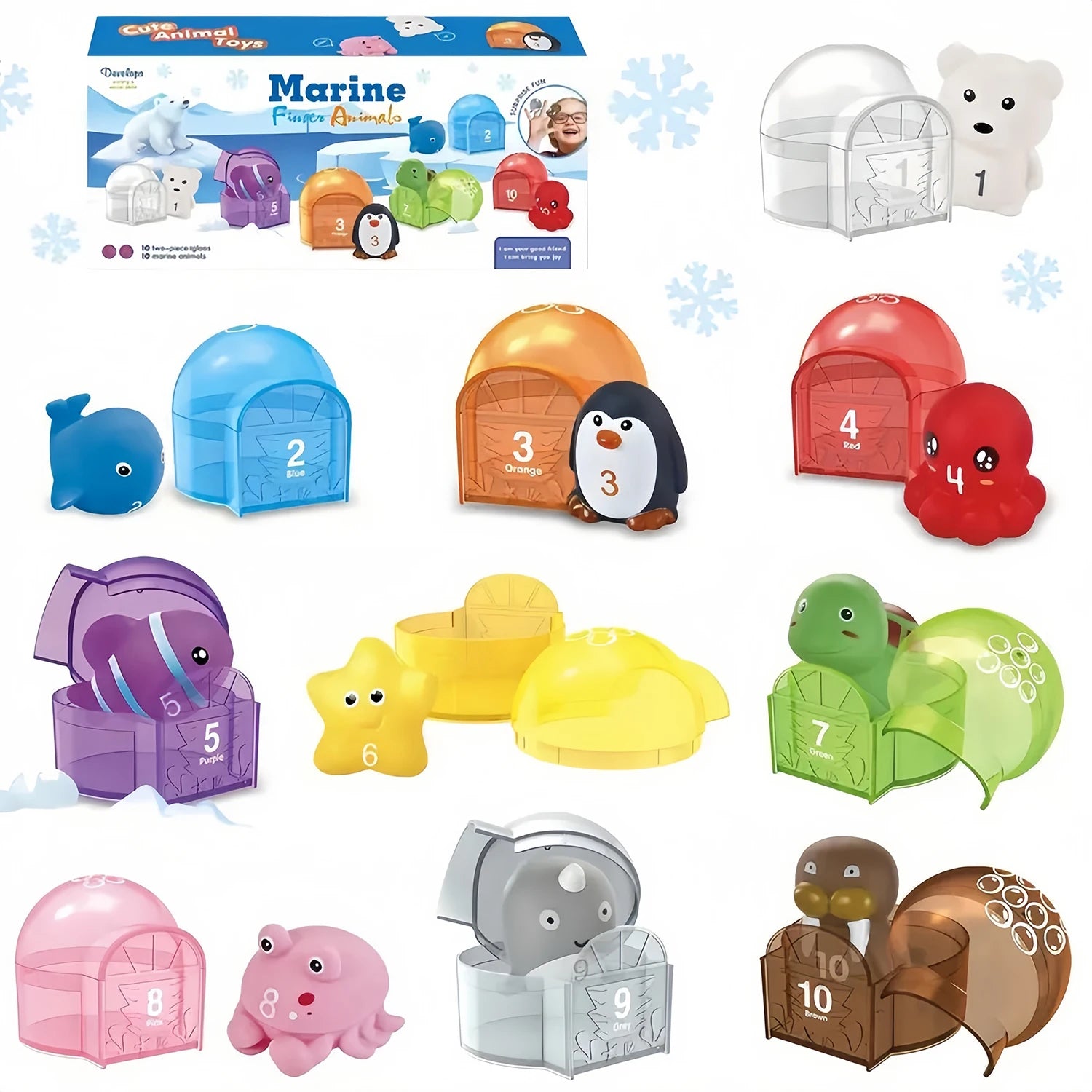 Montessori Farm Train Set - Counting Sorting Learning Toy Toddlers