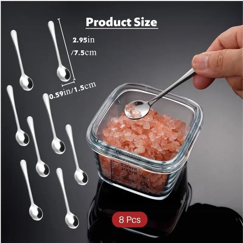 304 Stainless Steel Coffee Scoop Set - 8 Teardrop Spoons Rust-Proof