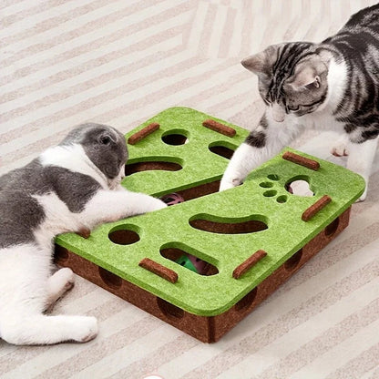 Interactive Cat Puzzle Toy - Felt Box Maze Tunnel with Bell Ball